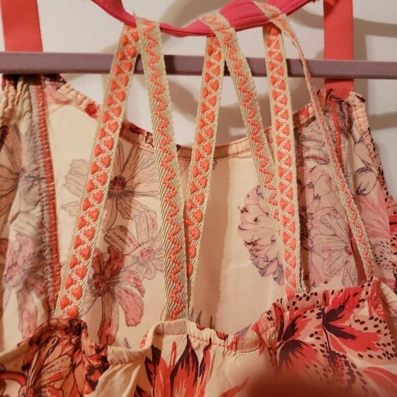 14 Maaji Orange Tan Hawaiian Floral blouse - Picture 3 of 6